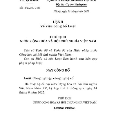 Luật công nghiệp công nghệ số năm 2025