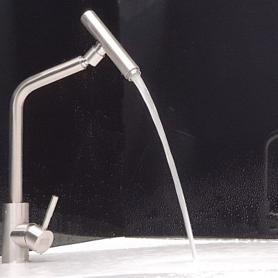 Vòi rửa chén nóng lạnh Inox SUS 304 nguyên khối đầu vòi xoay 360 độ Eurolife EL-T031 (Trắng vàng)