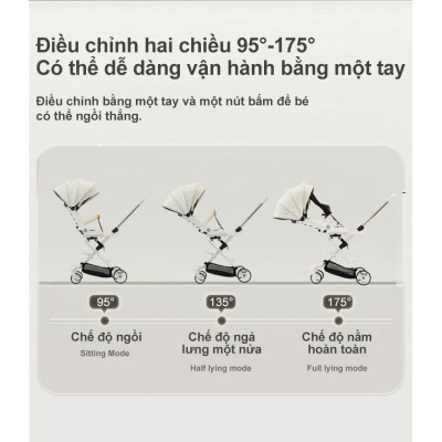 Xe đẩy cho bé 2 chiều có thể gấp gọn linh hoạt，chịu lực trên 50kg ，3 tư thế ngả sâu có giảm sóc cho bé yêu
