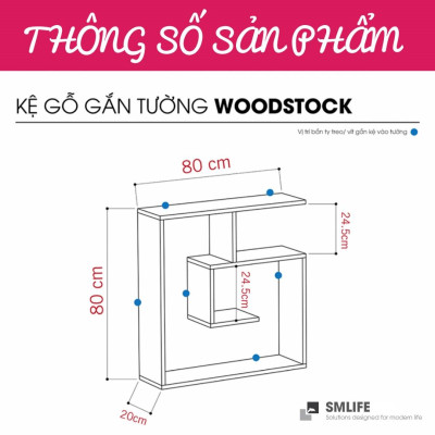 Kệ gỗ trưng bày kiểu dáng thanh lịch SMLIFE Woodstock