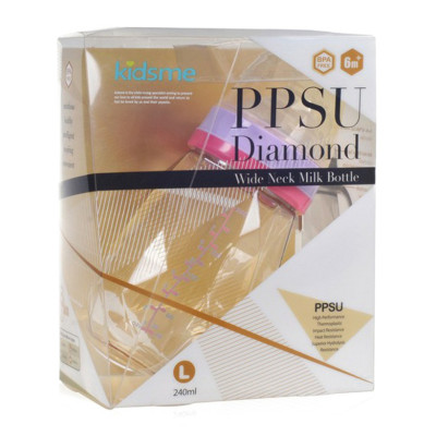 Bình sữa kim cương cổ rộng PPSU 240ml Kidsme