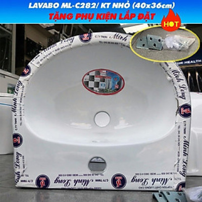 COMBO Chậu Rửa Mặt Lavabo Kèm Chân Chụp Treo Tường Minh Long C284 - Tặng xi phông ruột gà và pas lắp đặt