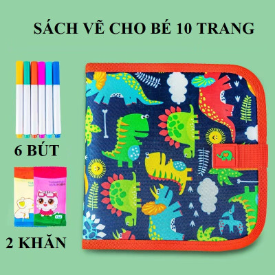 Vở Vẽ Cho Bé, Vở Vẽ Xoá Được Vẽ Đi Vẽ Lại Được Nhiều Lần, 10 Trang Tặng Kèm 6 Bút Vẽ