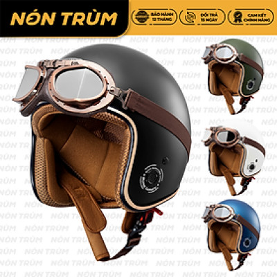 Mũ bảo hiểm xe máy 3/4 RONA R8 kèm kính phi công cao cấp, nón freesize