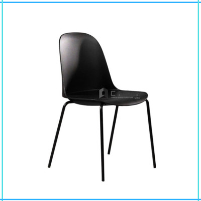 Ghế café fastfood thân nhựa xếp chồng CC1568-S Ghế nhựa đúc nhỏ gọn chân sắt sơn tĩnh điện màu đen tại HCM