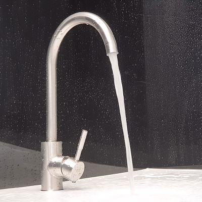 Vòi rửa chén nóng lạnh Inox SUS 304 nguyên khối Eurolife EL-KM09 (Trắng vàng)