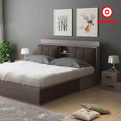 [Miễn phí vận chuyển & lắp đặt] Giường ngủ thông minh cao cấp bọc nệm đầu giường gỗ công nghiệp Ohaha - GN008
