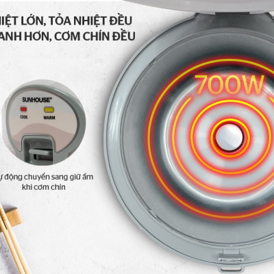 Nồi cơm nắp gài Sunhouse 1.8 lít SHD8602 - Hàng chính hãng