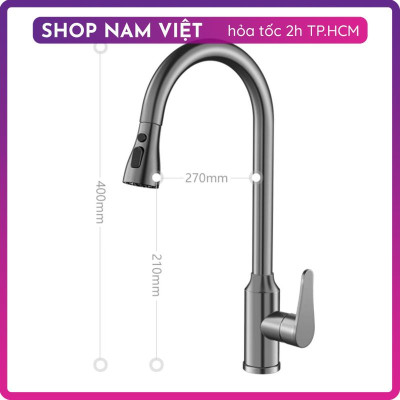 Vòi Rửa Chén Nóng Lạnh INOX 3 Chế Độ Nước Với Dây Rút