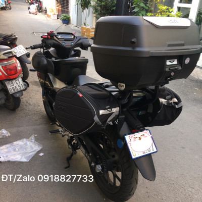 Thùng Givi E43NTL_ADV, thùng đủ phụ kiện (đế, lưới ràng, nút ràng, tựa lưng, đệm chống xốc)