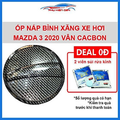 Ốp nắp bình xăng Mazda 3 2020 vân cacbon chống trầy trang trí ô tô