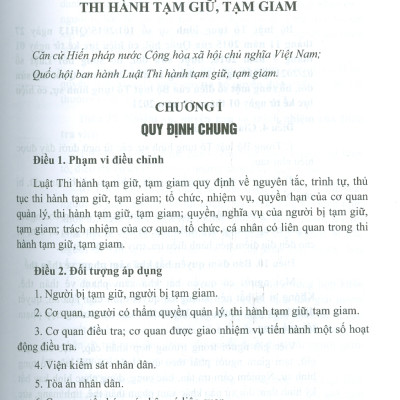 Chỉ Dẫn Tra Cứu, Áp Dụng Luật Thi Hành Tạm Giữ, Tạm Giam Hiện Hành Góp Phần Thực Hiện Nguyên Tắc Hiến Định "Công Nhận, Tôn Trọng, Bảo Vệ Và Bảo Đảm Quyền Con Người" (Sách tham khảo) - 
