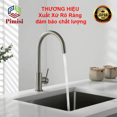 Vòi Rửa Chén Bát Pimisi PVB-304C Nóng Lạnh Inox Mờ 304 Dễ Dàng Vệ Sinh Lắp Chậu Âm-Dương Bàn Đá, Chậu Inox | Chính Hãng