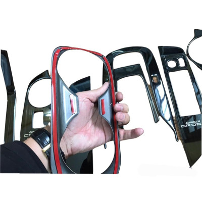 Ốp nội thất cho xe Toyota Corolla Cross 2020 2021 chất liệu titan ánh kim - carbon cao cấp