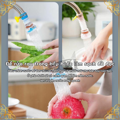 Vòi tăng áp suất , đầu vòi nối rửa bát tăng áp   xoay 360 độ cho bồn rửa chén có than hoạt tính 