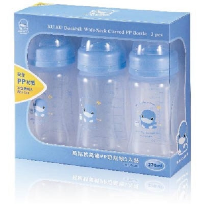 BỘ BÌNH SỮA CỔ RỘNG NHỰA PP KUKU KU5923 - 270ML - SET 3 BÌNH