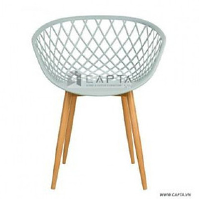 Ghế ăn thân nhựa màu trắng BASKET Nội thất Capta Ghế rổ thân nhựa PP màu trắng chân ghế thép sơn giả gỗ