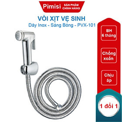 Vòi Xịt Vệ Sinh Bồn Cầu Toilet Trong Nhà Tắm Tăng Áp Pimisi Chịu Áp Lực Nước - Mạ Xi Inox Sáng Bóng Từ Tay Xịt Và Dây Mềm Cao Cấp | Hàng Chính Hãng