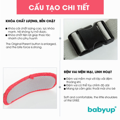 Đai đi xe máy cho bé Babyup, phản quang, thoáng khí sử dụng khóa 2 cấp bền chắc, chống bụi bẩn