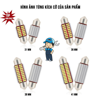 Đèn Trần Ô Tô, Đèn Led Trần Xe Hơi ánh sáng trắng chip 4014 loại mới mạch đỏ có canbus nhiều cỡ đèn