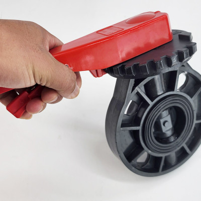 Van bướm mặt bích tay gạt phi 63, 90, 110, 125, 160, 200 Eurolife EL-VB (xám đỏ)