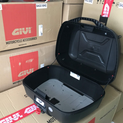 Thùng Givi E43NTL_ADV, thùng đủ phụ kiện (đế, lưới ràng, nút ràng, tựa lưng, đệm chống xốc)
