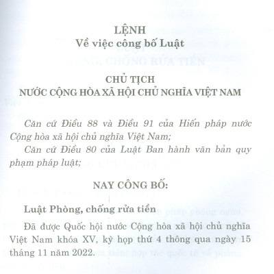 Luật Phòng, Chống Rửa Tiền (Bản in năm 2023)