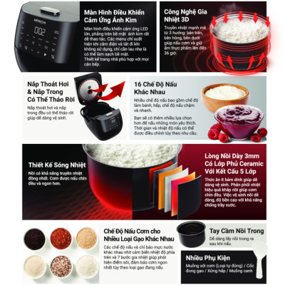 Nồi cơm điện tử 1.8L Hitachi RZ-S18VN(BK) - Hàng chính hãng