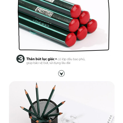 Hộp 12 cây bút chì gỗ phác thảo STABILO Othello - Hộp 12 cây nét F (PC282/12-F)