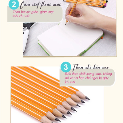 Hộp bút chì gỗ STABILO 2B thân sọc trắng - Hộp 12 bút thân sọc cam trắng đuôi đen (PC88/12-2B)