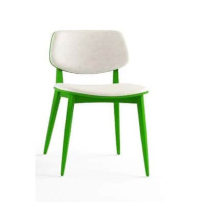 Ghế ăn có nệm PLC-F Nội thất Capta Ghế tiếp khách gỗ cao su màu tự nhiên có nệm bọc vải màu xanh lá Cafe Fastfood Chair