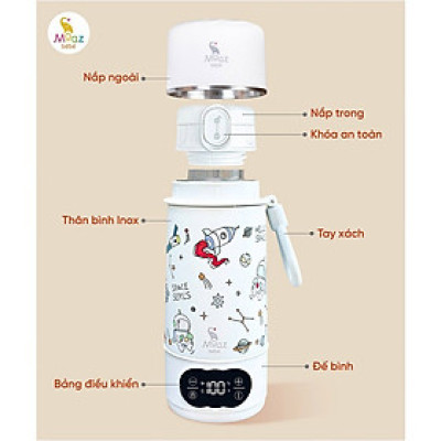 Bình đun và hâm nước cầm tay Moazbebe MB058 Plus Universe - dung tích 500ml