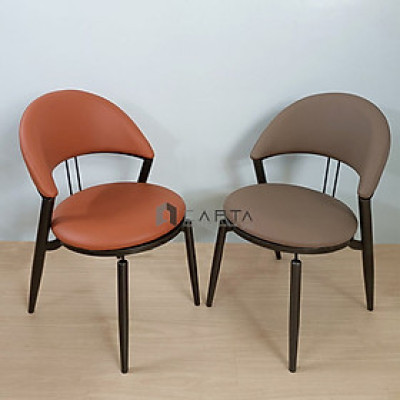 Ghế ăn nệm tròn màu cam ECO 18A-P Nội thất Capta Ghế nhà hàng nệm da công nghiệp chân sắt sơn tĩnh điện màu đen carbon bóng 