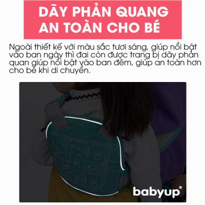 Đai đi xe máy cho bé Babyup, phản quang, thoáng khí sử dụng khóa 2 cấp bền chắc, chống bụi bẩn