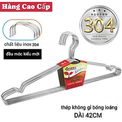 Combo hàng cao cấp Sét 10 Móc phơi quần áo inox 304 siêu bền sáng bóng đẹp dài 42cm