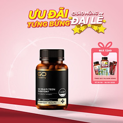 Viên uống cho tuổi teen nhập khẩu chính hãng New Zealand GO MULTI TEEN EVERYDAY (30 viên) bổ sung 32 vitamin, khoáng chất và một số dưỡng chất hỗ trợ duy trì và tăng cường sức khỏe cho trẻ ở tuổi tăng trưởng, tuổi dậy thì