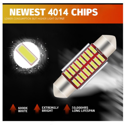 Đèn Trần Ô Tô, Đèn Led Trần Xe Hơi ánh sáng trắng chip 4014 loại mới mạch đỏ có canbus nhiều cỡ đèn