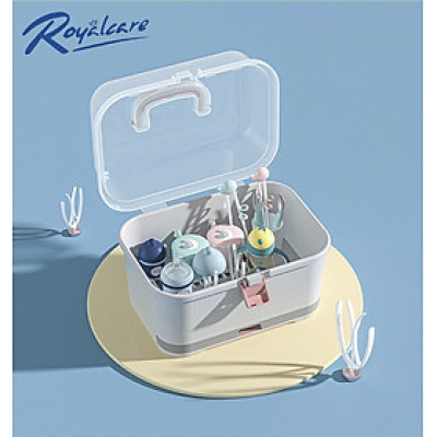Hộp phơi úp bình sữa [Size lớn] có nắp đậy và khay hứng nước - Royalcare 8853
