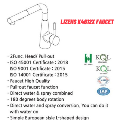 VÒI RỬA CHÉN DÂY RÚT NÓNG LẠNH CAO CẤP LIZENS K4612X