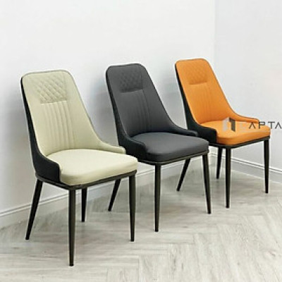 Ghế phòng ăn nệm giả da ECO 42A-P Nội thất Capta Ghế ăn cao cấp không tay chân sắt sơn tĩnh điện màu đen hcm