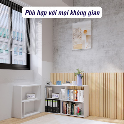 Kệ Gỗ Trang Trí Để Sàn FIVO FB71 Ngang 110cm Màu Trắng, Thiết Kế Thông Minh Có Thể Đóng Mở Tùy Thích, Nhiều Ngăn Chứa Đồ Rộng Rãi Đa Dụng