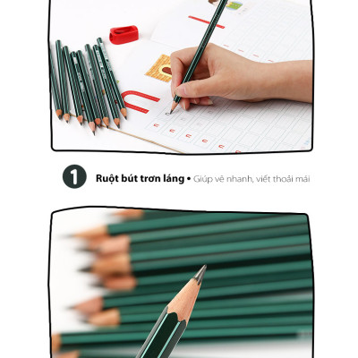 Bút chì gỗ phác thảo STABILO Othello 282 thân sọc trắng xanh - F