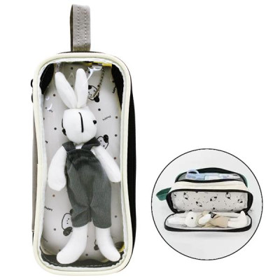 Bóp Viết Trong Suốt Kèm Thỏ Con - Shunde 9109 - Màu Xám