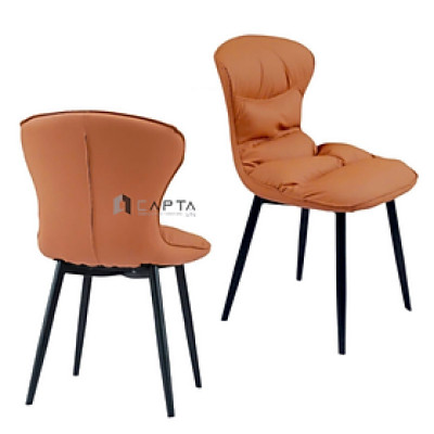 Ghế ăn nệm bọc da pu ECO33A-P Nội thất Capta Ghế phòng ăn nệm dày bọc da pu chân sắt sơn tĩnh điện màu đen tại tp hcm