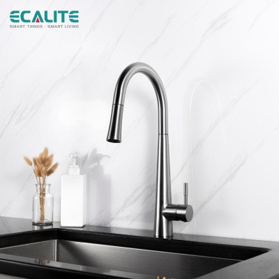 Vòi Rửa Chén Nóng Lạnh Pull-down Ecalite EF-K149S - Có Dây Rút - Điều Chỉnh Tia Nước - Inox 304 Siêu Bền - Hàng Chính Hãng