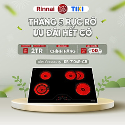 Bếp hồng ngoại Rinnai RB-7104E-CB mặt kính Schott 6000W - Hàng chính hãng.