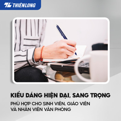 Combo 5/10/20 Bút bi Thiên Long TL-031 ngòi 0.5mm mực xanh đỏ đen giắt kim loại mạ crom kiểu dáng hiện đại, thân bút thon dài
