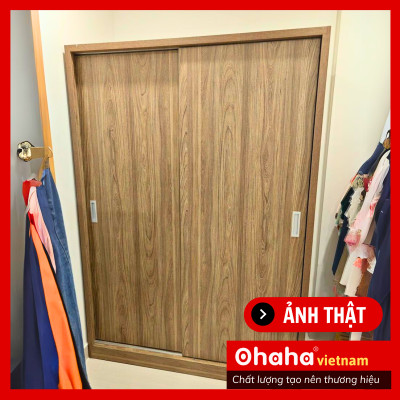 [Miễn phí vận chuyển & lắp đặt tại TP.HCM] Tủ quần áo gỗ cao cấp phong cách Bắc Âu thiết kế 2 cánh cửa lùa thông minh tích hợp nhiều hộc kệ Ohaha - CL019