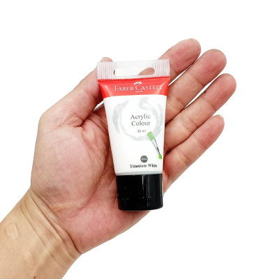 Tuýp màu vẽ acrylic 30ml titanium white (trắng titan) Faber 1183001