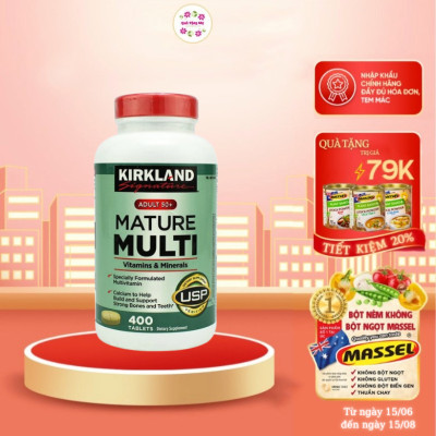 Vitamin tổng hợp Kirkland Mature Multi Adult 50+ Hộp 400 viên của Mỹ - dành cho nam, nữ trên 50 tuổi, Tăng cường miễn dịch, phòng bệnh tật, đặc biệt là các bệnh lây nhiễm, bệnh do virus, vi khuẩn - QuaTangMe Extaste
